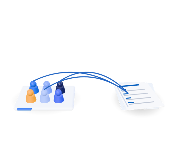Student cards gathered in a class tray, linked to the finished lesson plan filed on a stack of earlier versions.